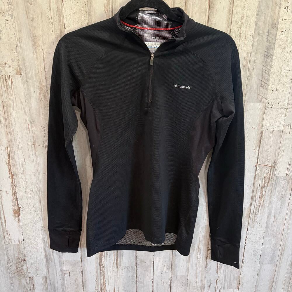 Columbia Black Omni-Heat Heavyweight Black Quarter Zip Pullover Womens Small